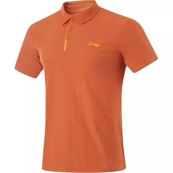 Мужская футболка-поло Li Ning Fitness Series, однотонная, удобная, повседневная, с коротким рукавом и логотипом бренда, цвета охры и оранжевого APLU123-8 M