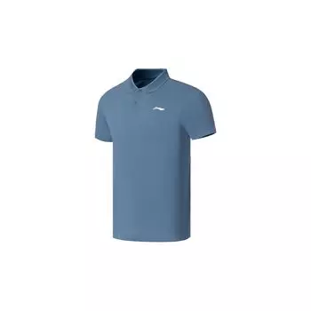 Мужская футболка-поло Li Ning Fitness Series с принтом логотипа и пуговицами, цвет индиго-синий APLT125-3 XXL