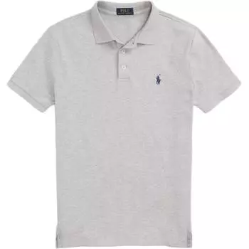 Мужская футболка поло Polo Ralph Lauren Custom Slim Fit однотонная с вышивкой логотипа, с коротким рукавом, топы, цвет Andover-Heather-Gray MNPOKNI1N822992-020 XL