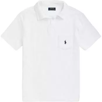 Мужская футболка поло Polo Ralph Lauren однотонная с вышивкой на кармане, с коротким рукавом, белая MNPOKNI1N822216-100 L