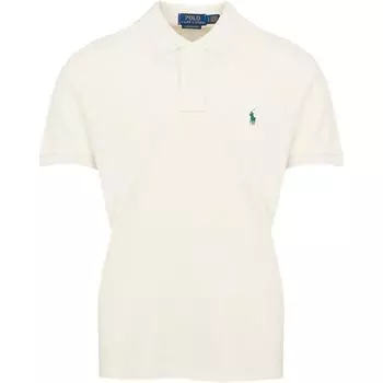 Мужская футболка поло Polo Ralph Lauren с вышивкой логотипа, облегающего кроя, с коротким рукавом, бежевая 710680784-426