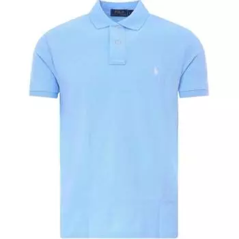 Мужская футболка поло Polo Ralph Lauren с вышивкой логотипа, из пике хлопка, с коротким рукавом, топы, светло-голубая 710782592-013 M
