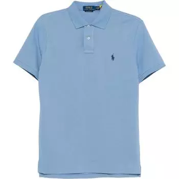 Мужская футболка поло Polo Ralph Lauren с вышивкой логотипа, из хлопкового пике, с коротким рукавом, топы, небесно-голубая 710680784-404 XL