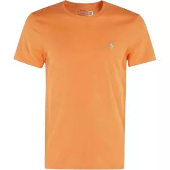 Мужская футболка Polo Ralph Lauren однотонная приталенного кроя с круглым вырезом и коротким рукавом, топы, оранжевая 710671438-406 XXL