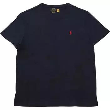 Мужская футболка Polo Ralph Lauren однотонная с круглым вырезом и коротким рукавом Топы Чернила 710539151-003 S