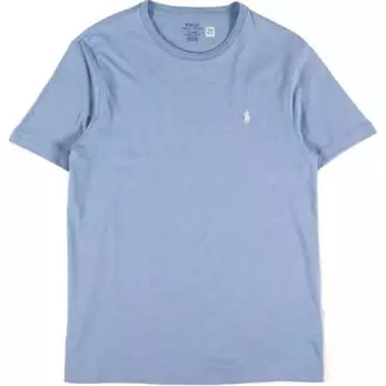 Мужская футболка Polo Ralph Lauren однотонная с круглым вырезом и короткими рукавами, топы, синяя 710671438-372 M