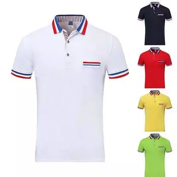 Мужская футболка-поло с цветными блоками, рубашки-поло с короткими рукавами и лацканами для мужчин, весенне-летние повседневные топы S красный