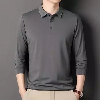 Мужская футболка-поло с длинными рукавами на весну и осень, мужская простая деловая молодежная свободная одежда большого размера для папы M