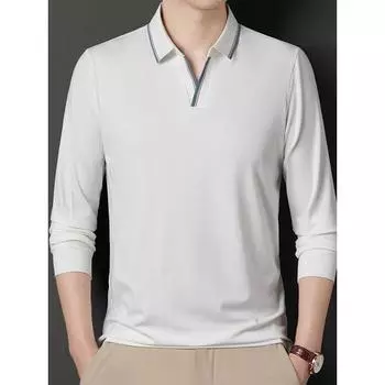 Мужская футболка-поло с длинными рукавами на весну и осень, мужская простая деловая молодежная свободная одежда большого размера для папы M