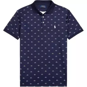 Мужская футболка поло с коротким рукавом и логотипом по всей поверхности Polo Ralph Lauren, топы, темно-синий, MNPOKNI1N821835 S