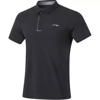 Мужская футболка-поло с коротким рукавом Li Ning Fitness Series с однотонным логотипом, дышащая, черная APLU121-1 L