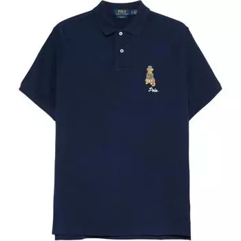 Мужская футболка поло с коротким рукавом на пуговицах с логотипом Polo Ralph Lauren, топы, темно-синий 710953336-003 S