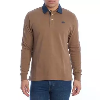 Мужская футболка-поло стандартного кроя с длинными рукавами UMP007-JS005 L коричневый