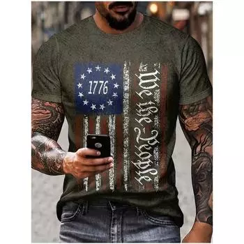 Мужская футболка, повседневная футболка, американские топы с короткими рукавами, летняя мужская футболка с 3d винтажным принтом большого размера с круглым вырезом, новинка 2024 г. XL