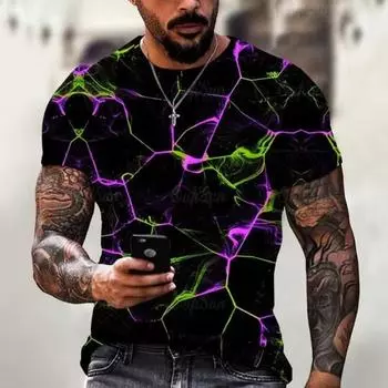 Мужская футболка повседневная Lightning Cool 3D цифровая печать футболки для мужчин короткий рукав футболка свободного покроя мужская одежда S