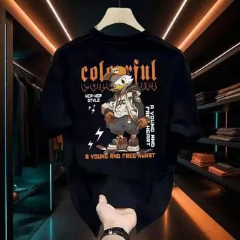 Мужская футболка премиум-класса из хлопка с круглым вырезом и принтом, летняя, дышащая, с коротким рукавом White (190g). 5XL белый