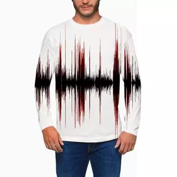 Мужская футболка-пуловер с длинным рукавом и 3D-цифровой печатью, повседневная футболка с круглым вырезом S