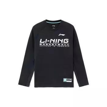 Мужская футболка-пуловер с круглым вырезом и принтом логотипа серии CBA Li Ning, черная ATLR099-2 L