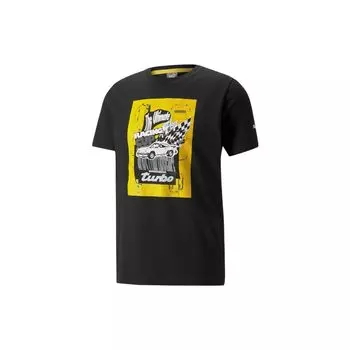 Мужская футболка Puma Porsche Design Series Racing Print Sport с круглым вырезом и коротким рукавом, черные 533785-01 XS