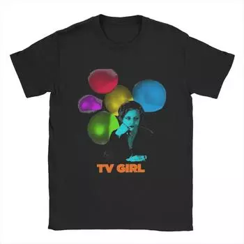 Мужская футболка Punk Tv Girl, 100% хлопок, винтажные футболки с коротким рукавом и круглым вырезом, футболка большого размера S чёрный
