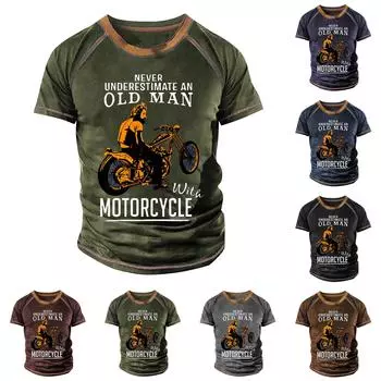 Мужская футболка реглан в стиле ретро с коротким рукавом и круглым вырезом с буквенным принтом, топы L чёрный