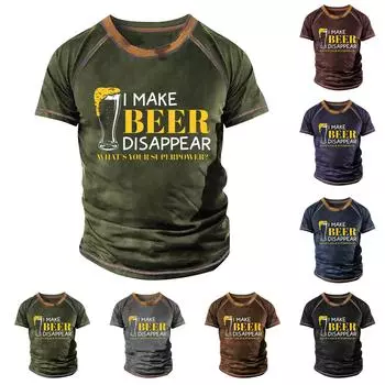 Мужская футболка реглан в стиле ретро с коротким рукавом и круглым вырезом с буквенным принтом, топы L чёрный