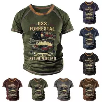 Мужская футболка реглан в стиле ретро с коротким рукавом и круглым вырезом с буквенным принтом, топы XL синий