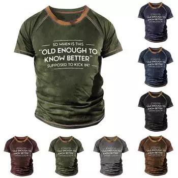 Мужская футболка реглан в стиле ретро с коротким рукавом и круглым вырезом с буквенным принтом, топы L чёрный