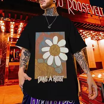 Мужская футболка с 3d буквами и принтом, повседневная футболка, топы с короткими рукавами, летняя свободная одежда больших размеров 5xl, мужская новая мода L