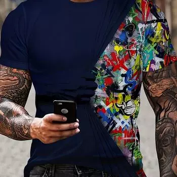 Мужская футболка с 3D-графическим принтом — удобная облегающая повседневная футболка на лето S