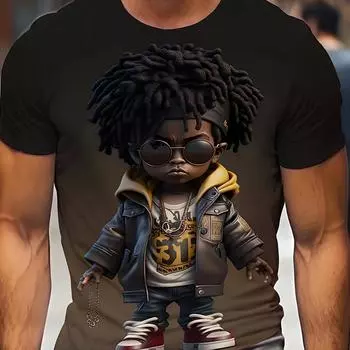 Мужская футболка с 3D милым аниме-персонажем и графическим принтом больших размеров на лето, модные повседневные футболки с короткими рукавами для мужчин S