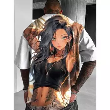 Мужская футболка с 3D-печатью, аниме-персонажи, сексуальная, с коротким рукавом, мужская модная уличная мужская одежда, свободные футболки, топы S