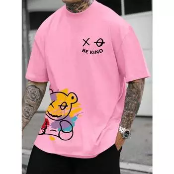Мужская футболка с 3D-печатью, свободная, с круглым вырезом и короткими рукавами, с принтом «Be Kind», повседневная, удобная, летняя S