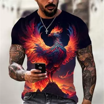 Мужская футболка с 3D принтом аниме «Феникс», мужская и женская летняя авангардная Повседневная футболка с круглым вырезом и коротким рукавом S