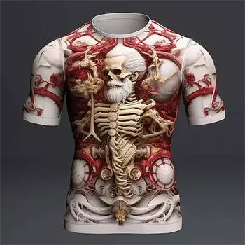 Мужская футболка с 3d принтом черепа, футболка с короткими рукавами, уличная одежда большого размера, футболки, летние повседневные новые модные мужские топы с круглым вырезом, пуловер 5XL