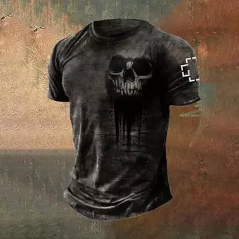 Мужская футболка с 3d-принтом черепа, уличная повседневная свободная креативная футболка с короткими рукавами в стиле ужасов, повседневная уличная одежда M