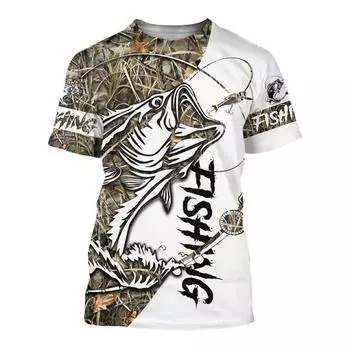 Мужская футболка с 3d принтом для рыбалки, летние футболки с короткими рукавами, топы в стиле Харадзюку, модная повседневная мужская одежда больших размеров, Camisetas S