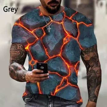 Мужская футболка с 3D-принтом Flower Stone, летняя повседневная рубашка с короткими рукавами и круглым вырезом S