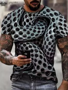 Мужская футболка с 3d принтом и абстрактным хип-хоп трендом, визуальная иллюзия, футболка с короткими рукавами, модный топ с градиентом, уличная одежда в стиле Харадзюку, футболки S