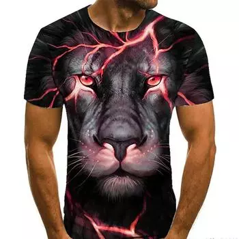 Мужская футболка с 3D-принтом и графическим изображением льва, большие размеры, повседневные топы с короткими рукавами и принтом XS жёлтый