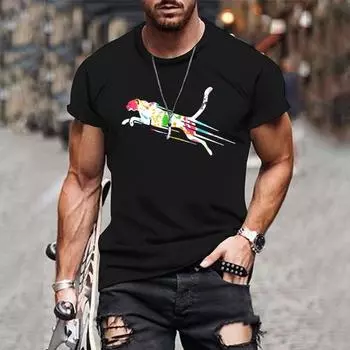 Мужская футболка с 3D принтом и леопардовым принтом, забавная футболка, модная повседневная мужская уличная одежда, мужская одежда больших размеров S белый