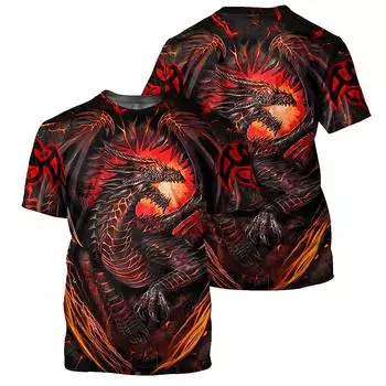 Мужская футболка с 3D принтом и преувеличенной графикой дракона, мужская одежда с короткими рукавами в стиле хип-хоп, повседневные футболки с круглым вырезом, пуловеры 6XL
