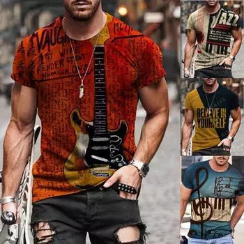 Мужская футболка с 3d принтом Индивидуальная футболка с музыкальной нотой Street Harajuku Футболка с короткими рукавами XS слоновая кость