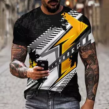 Мужская футболка с 3D принтом, крутой индивидуальный праздничный уличный топ больших размеров, высококачественная повседневная летняя мода из полиэстера с короткими рукавами XL