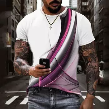 Мужская футболка с 3D-принтом, летняя мужская одежда с круглым вырезом, быстросохнущая, с короткими рукавами S