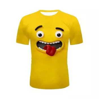 Мужская футболка с 3D-принтом лица, забавная, Y2k, повседневная, с коротким рукавом, с круглым вырезом, свободная футболка, уличная, пуловер, одежда для активного отдыха S