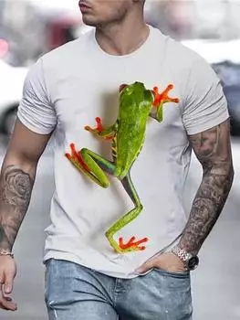 Мужская футболка с 3D-принтом «Лягушка Дельфин 2022», мужская повседневная спортивная футболка с коротким рукавом, летний топ XS красный