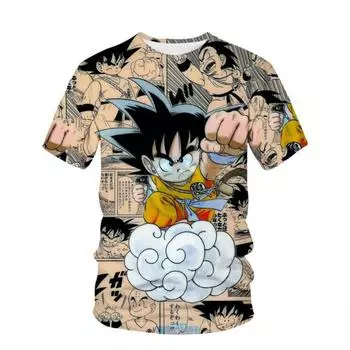 Мужская футболка с 3D-принтом, мультяшная аниме Dragon Ball, летняя одежда Харадзюку, Гоку, Супер Сайян, короткий рукав S