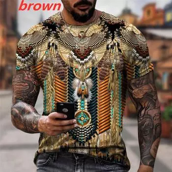 Мужская футболка с 3D-принтом Native Indian Pattern Harajuku, модные футболки с короткими рукавами
