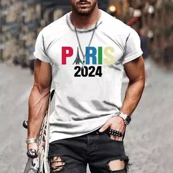 Мужская футболка с 3D принтом Париж, топ с буквенным принтом, забавная футболка, модная повседневная мужская уличная одежда, мужская одежда больших размеров S